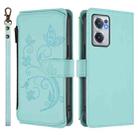 For OnePlus Nord CE2 5G Butterfly Love Flower Multi-card Zipper Wallet Leather Phone Case(Mint Green) - 2