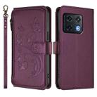 For OnePlus 10 Pro 5G Butterfly Love Flower Multi-card Zipper Wallet Leather Phone Case(Dark Purple) - 2