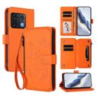 For OnePlus 10 Pro 5G Butterfly Love Flower Multi-card Zipper Wallet Leather Phone Case(Orange) - 1