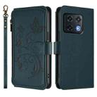 For OnePlus 10 Pro 5G Butterfly Love Flower Multi-card Zipper Wallet Leather Phone Case(Dark Green) - 2