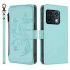 For OnePlus 10 Pro 5G Butterfly Love Flower Multi-card Zipper Wallet Leather Phone Case(Mint Green) - 2
