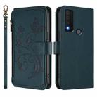 For TCL 30 XE 5G / 30 V 5G / T781S Butterfly Love Flower Multi-card Zipper Wallet Leather Phone Case(Dark Green) - 2