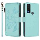 For TCL 30 XE 5G / 30 V 5G / T781S Butterfly Love Flower Multi-card Zipper Wallet Leather Phone Case(Mint Green) - 2