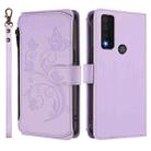 For TCL 30 XE 5G / 30 V 5G / T781S Butterfly Love Flower Multi-card Zipper Wallet Leather Phone Case(Light Purple) - 2