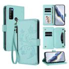 For TCL 30 XL / T701DL Butterfly Love Flower Multi-card Zipper Wallet Leather Phone Case(Mint Green) - 1