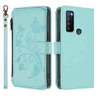 For TCL 30 XL / T701DL Butterfly Love Flower Multi-card Zipper Wallet Leather Phone Case(Mint Green) - 2