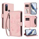 For TCL 30 XL / T701DL Butterfly Love Flower Multi-card Zipper Wallet Leather Phone Case(Pink) - 1