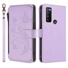 For TCL 30 XL / T701DL Butterfly Love Flower Multi-card Zipper Wallet Leather Phone Case(Light Purple) - 2