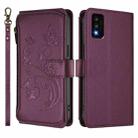 For TCL 30T / T603DL Butterfly Love Flower Multi-card Zipper Wallet Leather Phone Case(Dark Purple) - 2