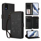 For TCL 30T / T603DL Butterfly Love Flower Multi-card Zipper Wallet Leather Phone Case(Black) - 1