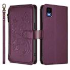 For TCL 30Z / T602DL / 30 LE / T602DL Butterfly Love Flower Multi-card Zipper Wallet Leather Phone Case(Dark Purple) - 2