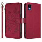 For TCL 30Z / T602DL / 30 LE / T602DL Butterfly Love Flower Multi-card Zipper Wallet Leather Phone Case(Wine Red) - 2