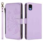 For TCL 30Z / T602DL / 30 LE / T602DL Butterfly Love Flower Multi-card Zipper Wallet Leather Phone Case(Light Purple) - 2