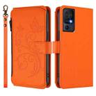 For TCL 40 SE Butterfly Love Flower Multi-card Zipper Wallet Leather Phone Case(Orange) - 2