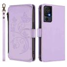 For TCL 40 SE Butterfly Love Flower Multi-card Zipper Wallet Leather Phone Case(Light Purple) - 2