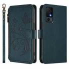 For TCL 40 XL / 40 T / T608DL Butterfly Love Flower Multi-card Zipper Wallet Leather Phone Case(Dark Green) - 2