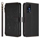 For TCL 40 XL / 40 T / T608DL Butterfly Love Flower Multi-card Zipper Wallet Leather Phone Case(Black) - 2