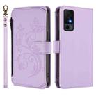 For TCL 40 XL / 40 T / T608DL Butterfly Love Flower Multi-card Zipper Wallet Leather Phone Case(Light Purple) - 2