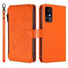 For TCL 40R / Sharp Aquos V6 5G Butterfly Love Flower Multi-card Zipper Wallet Leather Phone Case(Orange) - 2