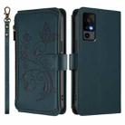For TCL 40R / Sharp Aquos V6 5G Butterfly Love Flower Multi-card Zipper Wallet Leather Phone Case(Dark Green) - 2