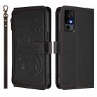For TCL 40R / Sharp Aquos V6 5G Butterfly Love Flower Multi-card Zipper Wallet Leather Phone Case(Black) - 2