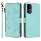 For TCL 40R / Sharp Aquos V6 5G Butterfly Love Flower Multi-card Zipper Wallet Leather Phone Case(Mint Green) - 2