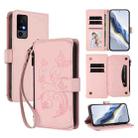 For TCL 40R / Sharp Aquos V6 5G Butterfly Love Flower Multi-card Zipper Wallet Leather Phone Case(Pink) - 1