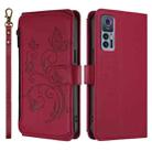 For TCL 30 4G / 5G / 30+ Butterfly Love Flower Multi-card Zipper Wallet Leather Phone Case(Wine Red) - 2