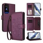 For TCL 50 5G / 50 XE NxtPaper 5G Butterfly Love Flower Multi-card Zipper Wallet Leather Phone Case(Dark Purple) - 1