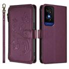 For TCL 50 5G / 50 XE NxtPaper 5G Butterfly Love Flower Multi-card Zipper Wallet Leather Phone Case(Dark Purple) - 2