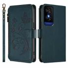 For TCL 50 5G / 50 XE NxtPaper 5G Butterfly Love Flower Multi-card Zipper Wallet Leather Phone Case(Dark Green) - 2