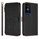 For TCL 50 5G / 50 XE NxtPaper 5G Butterfly Love Flower Multi-card Zipper Wallet Leather Phone Case(Black) - 2