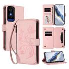 For TCL 50 5G / 50 XE NxtPaper 5G Butterfly Love Flower Multi-card Zipper Wallet Leather Phone Case(Pink) - 1