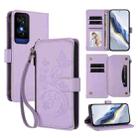 For TCL 50 5G / 50 XE NxtPaper 5G Butterfly Love Flower Multi-card Zipper Wallet Leather Phone Case(Light Purple) - 1