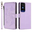 For TCL 50 5G / 50 XE NxtPaper 5G Butterfly Love Flower Multi-card Zipper Wallet Leather Phone Case(Light Purple) - 2
