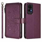 For TCL 50 LE 5G / T510SPP / K23 / K24 Butterfly Love Flower Multi-card Zipper Wallet Leather Phone Case(Dark Purple) - 2