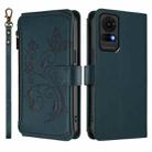 For TCL 50 LE 5G / T510SPP / K23 / K24 Butterfly Love Flower Multi-card Zipper Wallet Leather Phone Case(Dark Green) - 2