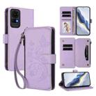 For TCL 50 LE 5G / T510SPP / K23 / K24 Butterfly Love Flower Multi-card Zipper Wallet Leather Phone Case(Light Purple) - 1