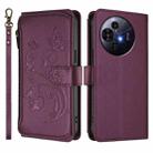 For TCL 50 NxtPaper / 50 Pro NxtPaper 5G Butterfly Love Flower Multi-card Zipper Wallet Leather Phone Case(Dark Purple) - 2