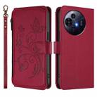For TCL 50 NxtPaper / 50 Pro NxtPaper 5G Butterfly Love Flower Multi-card Zipper Wallet Leather Phone Case(Wine Red) - 2