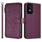 For TCL 50 SE / 40 NxtPaper 4G Butterfly Love Flower Multi-card Zipper Wallet Leather Phone Case(Dark Purple) - 2