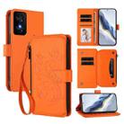 For TCL 50 SE / 40 NxtPaper 4G Butterfly Love Flower Multi-card Zipper Wallet Leather Phone Case(Orange) - 1