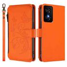 For TCL 50 SE / 40 NxtPaper 4G Butterfly Love Flower Multi-card Zipper Wallet Leather Phone Case(Orange) - 2