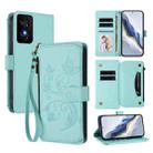 For TCL 50 SE / 40 NxtPaper 4G Butterfly Love Flower Multi-card Zipper Wallet Leather Phone Case(Mint Green) - 1
