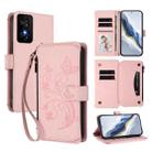 For TCL 50 SE / 40 NxtPaper 4G Butterfly Love Flower Multi-card Zipper Wallet Leather Phone Case(Pink) - 1