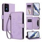 For TCL 50 SE / 40 NxtPaper 4G Butterfly Love Flower Multi-card Zipper Wallet Leather Phone Case(Light Purple) - 1