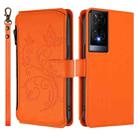 For TCL 50 XE Butterfly Love Flower Multi-card Zipper Wallet Leather Phone Case(Orange) - 2