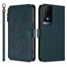 For TCL 50 XE Butterfly Love Flower Multi-card Zipper Wallet Leather Phone Case(Dark Green) - 2