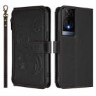 For TCL 50 XE Butterfly Love Flower Multi-card Zipper Wallet Leather Phone Case(Black) - 2