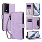 For TCL 50 XE Butterfly Love Flower Multi-card Zipper Wallet Leather Phone Case(Light Purple) - 1
